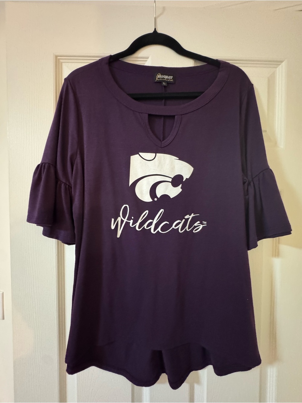 Women's Purple Wildcats Ruffle-Sleeve Tee